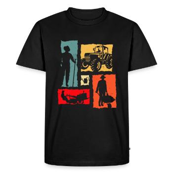 Farmer Retro Farmer Tracteur - T-shirt Premium bio Homme - noir - Devant - Nico (187cm)