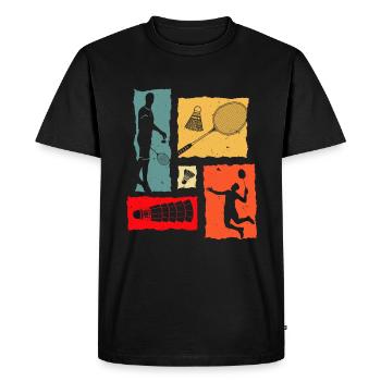 Badminton Retro - Men's Premium Organic T-Shirt - black - Front - Nico (187cm)