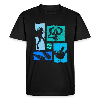 Plongeur Rétro - T-shirt Premium bio Homme - noir - Devant - Nico (187cm)