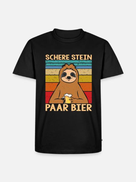  Bier Faultier - Männer Premium Bio T-Shirt - Schwarz