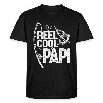 Reel Cool Papi Funny Fishing Grandpa - Men's Premium Organic T-Shirt - black - Front - Nico (187cm)