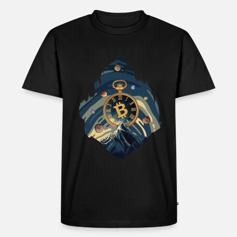Bitcoin Uhr - Männer Premium Bio T-Shirt - Schwarz