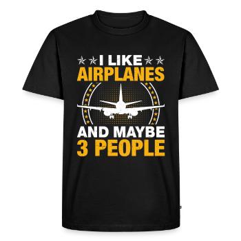 Pilote - Né pour piloter un avion ! - T-shirt Premium bio Homme - noir - Devant - Nico (187cm)