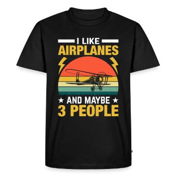 Pilote - Né pour piloter un avion ! - T-shirt Premium bio Homme - noir - Devant - Nico (187cm)