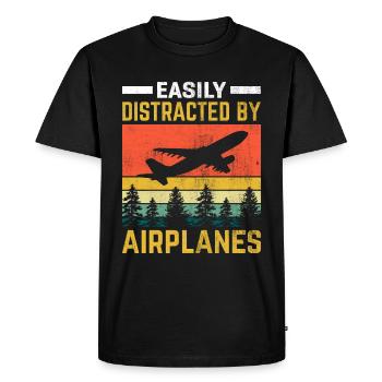 Pilote - Né pour piloter un avion ! - T-shirt Premium bio Homme - noir - Devant - Nico (187cm)