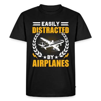 Pilote - Né pour piloter un avion ! - T-shirt Premium bio Homme - noir - Devant - Nico (187cm)