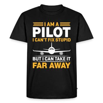 Pilote - Né pour piloter un avion ! - T-shirt Premium bio Homme - noir - Devant - Nico (187cm)
