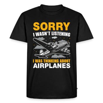 Pilote - Né pour piloter un avion ! - T-shirt Premium bio Homme - noir - Devant - Nico (187cm)