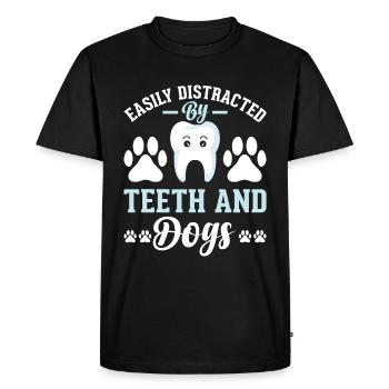 Dentiste Dentiste Dents - T-shirt Premium bio Homme - noir - Devant - Nico (187cm)