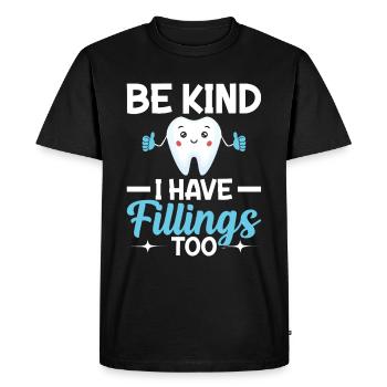 Dentiste Dentiste Dents - T-shirt Premium bio Homme - noir - Devant - Nico (187cm)