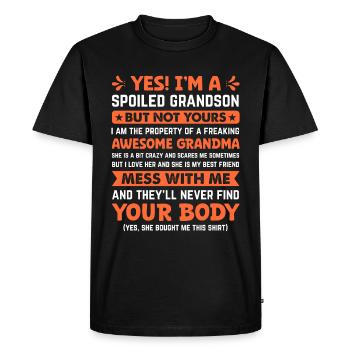Petit-fils et grands-parents - Un lien spécial - T-shirt Premium bio Homme - noir - Devant - Nico (187cm)