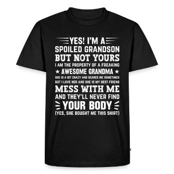 Petit-fils et grands-parents - Un lien spécial - T-shirt Premium bio Homme - noir - Devant - Nico (187cm)