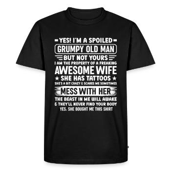 Petit-fils et grands-parents - Un lien spécial - T-shirt Premium bio Homme - noir - Devant - Nico (187cm)