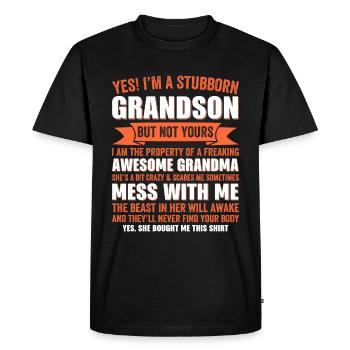 Petit-fils et grands-parents - Un lien spécial - T-shirt Premium bio Homme - noir - Devant - Nico (187cm)