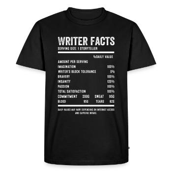 Writer - Storyteller Facts - Men's Premium Organic T-Shirt - black - Front - Nico (187cm)