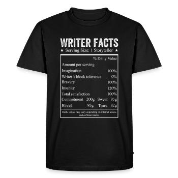 Writer - Storyteller Facts - Men's Premium Organic T-Shirt - black - Front - Nico (187cm)
