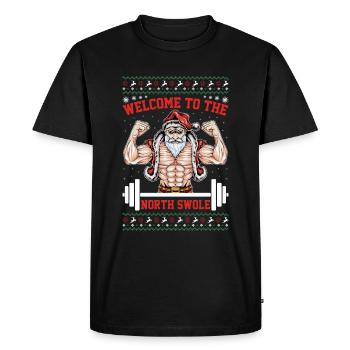 North Swole North Pole Santa Claus Christmas - Men's Premium Organic T-Shirt - black - Front - Nico (187cm)