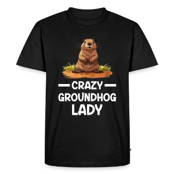 Jour de la marmotte - Crazy Groundhog Lady - T-shirt Premium bio Homme - noir - Devant - Nico (187cm)
