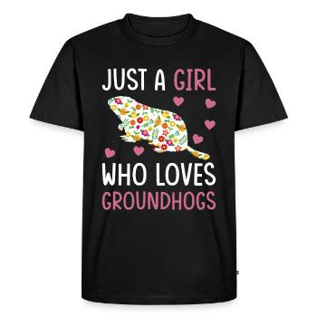Juste une fille qui aime les marmottes - T-shirt Premium bio Homme - noir - Devant - Nico (187cm)