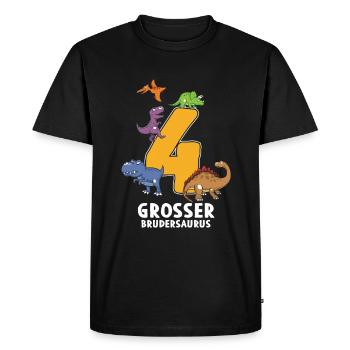 4 ans d’anniversaire Brudersaurus Dino - T-shirt Premium bio Homme - noir - Devant - Nico (187cm)
