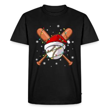 Santa Christmas Baseball Player - Men's Premium Organic T-Shirt - black - Front - Nico (187cm)
