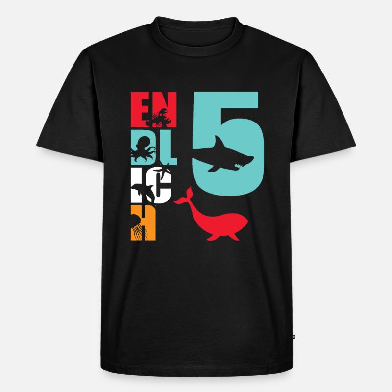 Endlich 5 Hai Fisch - Männer Premium Bio T-Shirt - Schwarz