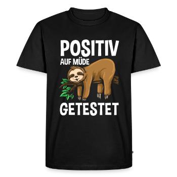 Tested positive for Tired Sloth Sleep Shirt - Men's Premium Organic T-Shirt - black - Front - Nico (187cm)