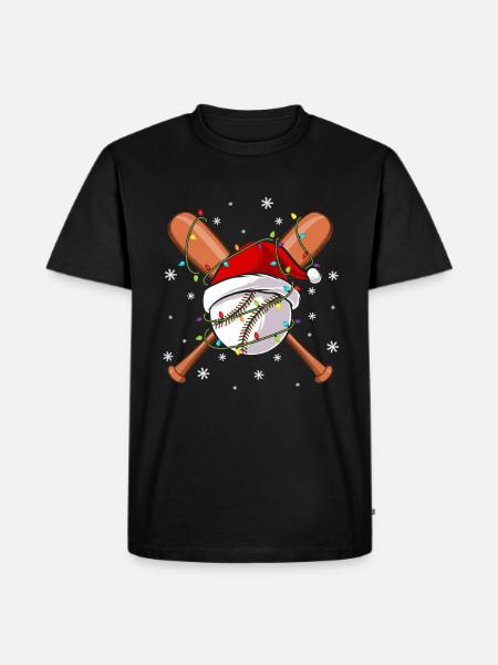Santa Christmas Baseball Player - Men's Premium Organic T-Shirt - black