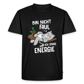 I'm not lazy, I save energy, cat - Men's Premium Organic T-Shirt - black - Front - Nico (187cm)