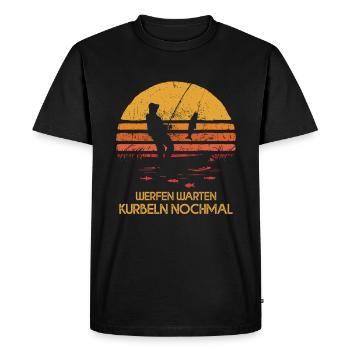 Lancer, attendre, tourner à nouveau, pêcheurs, pêcheurs - T-shirt Premium bio Homme - noir - Devant - Nico (187cm)