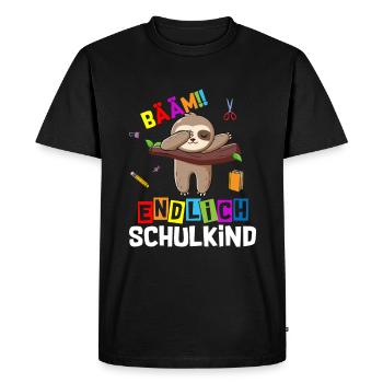 Bääm Finally Schoolchild Sloth School Enrollment - Men's Premium Organic T-Shirt - black - Front - Nico (187cm)