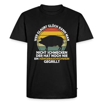 You can't taste happiness pot-bellied pig - Men's Premium Organic T-Shirt - black - Front - Nico (187cm)