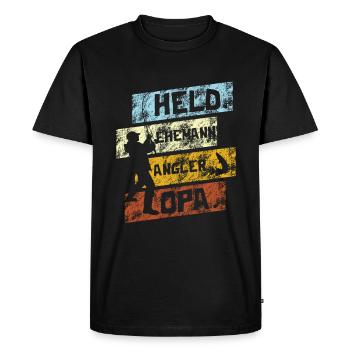 Héros mari pêcheur grand-père pêcheur cadeau de fête des pères - T-shirt Premium bio Homme - noir - Devant - Nico (187cm)