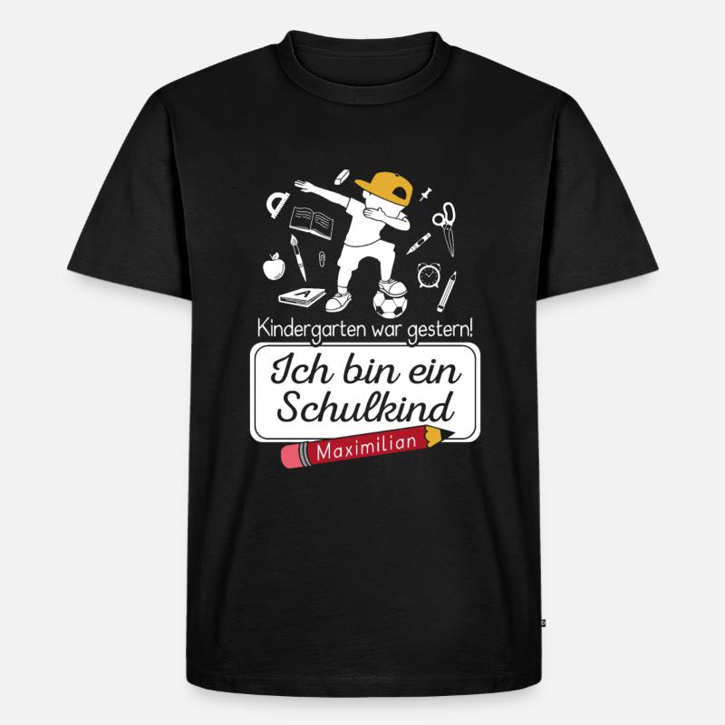 Ich bin ein Schulkind Maximilian - Männer Premium Bio T-Shirt - Schwarz