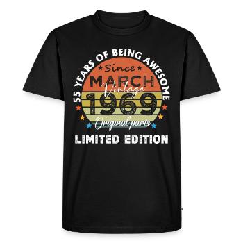 55 Years Old Made In 1969 Vintage March 1969 - T-shirt Premium bio Homme - noir - Devant - Nico (187cm)
