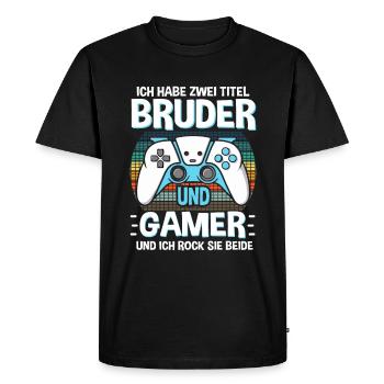 Frère et Gamer Gaming Frère - T-shirt Premium bio Homme - noir - Devant - Nico (187cm)