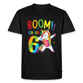 Anniversaire Dabbing Licorne 6 ans Boom J’ai 6 ans - T-shirt Premium bio Homme - noir - Devant - Nico (187cm)
