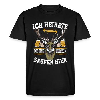 I'm getting married, they're just here to drink, deer - Men's Premium Organic T-Shirt - black - Front - Nico (187cm)