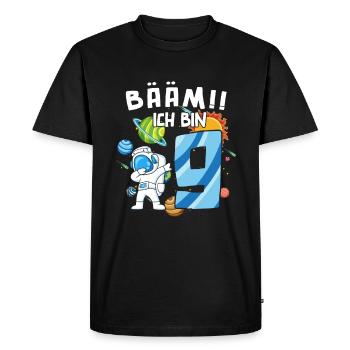 Bääm I'm 9 Astronaut - Men's Premium Organic T-Shirt - black - Front - Nico (187cm)