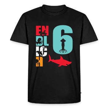 Enfin 6 poissons-requins - T-shirt Premium bio Homme - noir - Devant - Nico (187cm)
