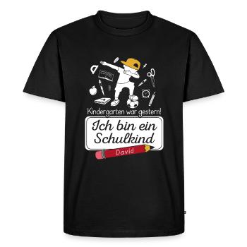 Je suis un écolier David - T-shirt Premium bio Homme - noir - Devant - Nico (187cm)