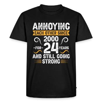 Relation Anniversaire de mariage - se taquiner depuis 2000 - T-shirt Premium bio Homme - noir - Devant - Nico (187cm)
