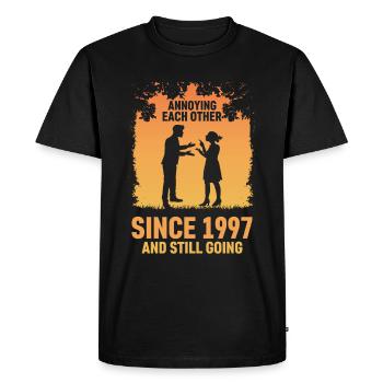 Relation Couple Mariage - Taquineries Depuis 1997 - T-shirt Premium bio Homme - noir - Devant - Nico (187cm)
