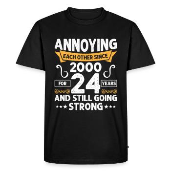 Relation Anniversaire de mariage - se taquiner depuis 2000 - T-shirt Premium bio Homme - noir - Devant - Nico (187cm)