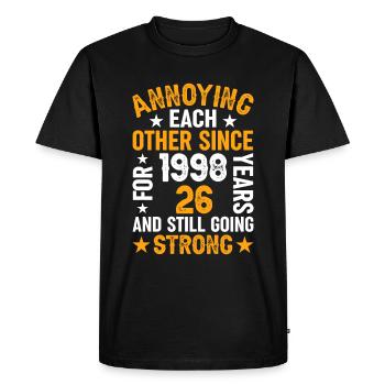 Relation Anniversaire de mariage - se taquiner depuis 1998 - T-shirt Premium bio Homme - noir - Devant - Nico (187cm)