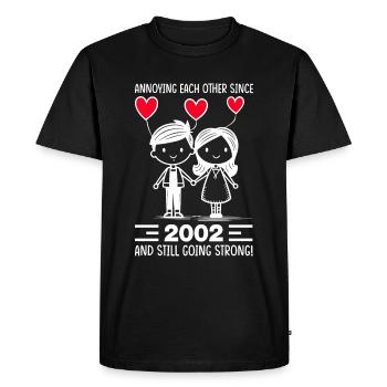 Relation Anniversaire de mariage - se taquiner depuis 2002 - T-shirt Premium bio Homme - noir - Devant - Nico (187cm)