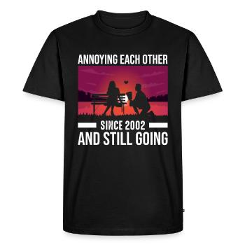 Relation Anniversaire de mariage - se taquiner depuis 2002 - T-shirt Premium bio Homme - noir - Devant - Nico (187cm)