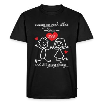 Relation Anniversaire de mariage - se taquiner depuis 2006 - T-shirt Premium bio Homme - noir - Devant - Nico (187cm)