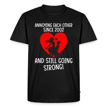 Relation Anniversaire de mariage - se taquiner depuis 2002 - T-shirt Premium bio Homme - noir - Devant - Nico (187cm)