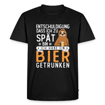 Désolé, je suis en retard pour boire de la bière - T-shirt Premium bio Homme - noir - Devant - Nico (187cm)